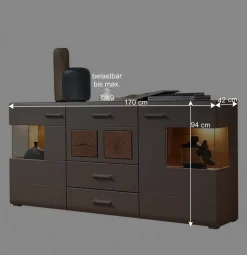 Weißes Design-Sideboard mit Glas & LED - Lisepio