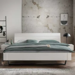 Weißes Doppelbett aus Kiefer Massivholz - Lardias