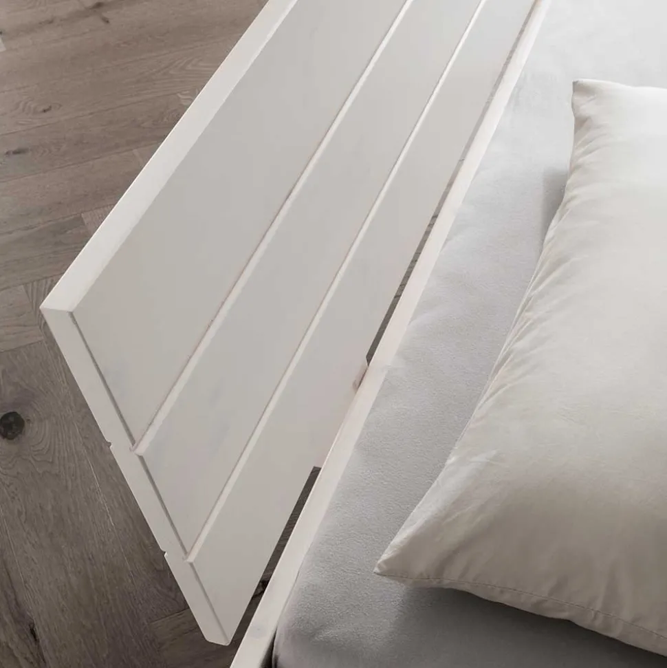 Weißes Doppelbett aus Kiefer Massivholz - Lardias