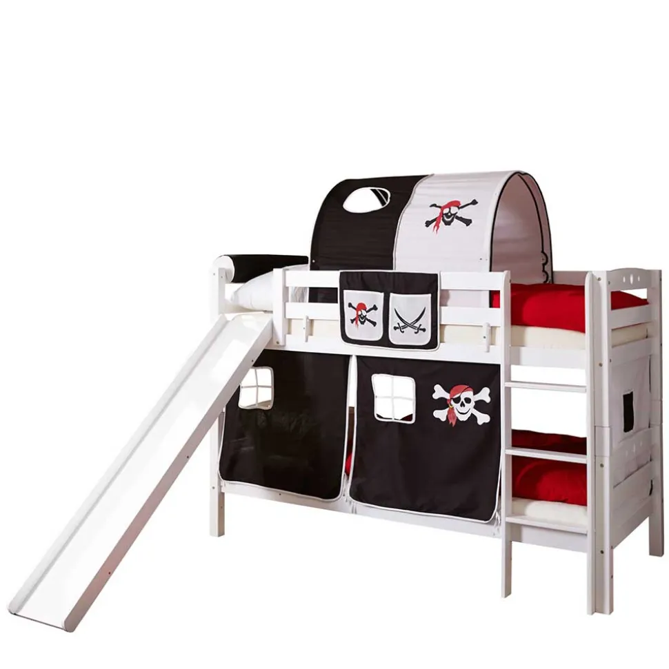 Weißes Doppelstockbett Pirat mit Rutsche - Cosenza