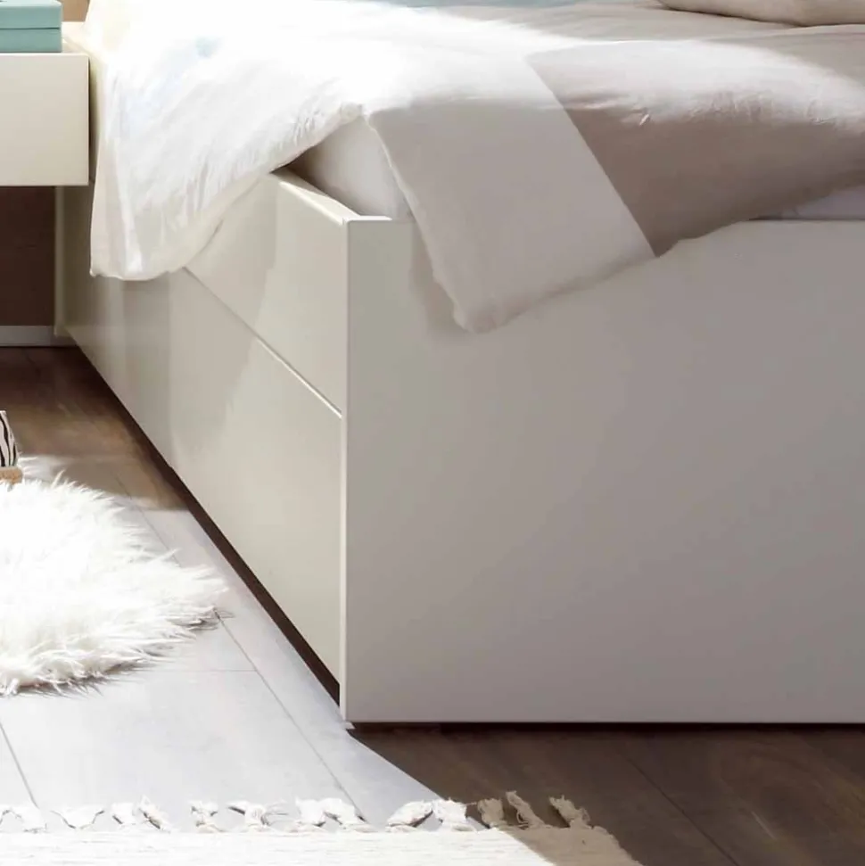 Weißes Einzelbett Haniata aus MDF