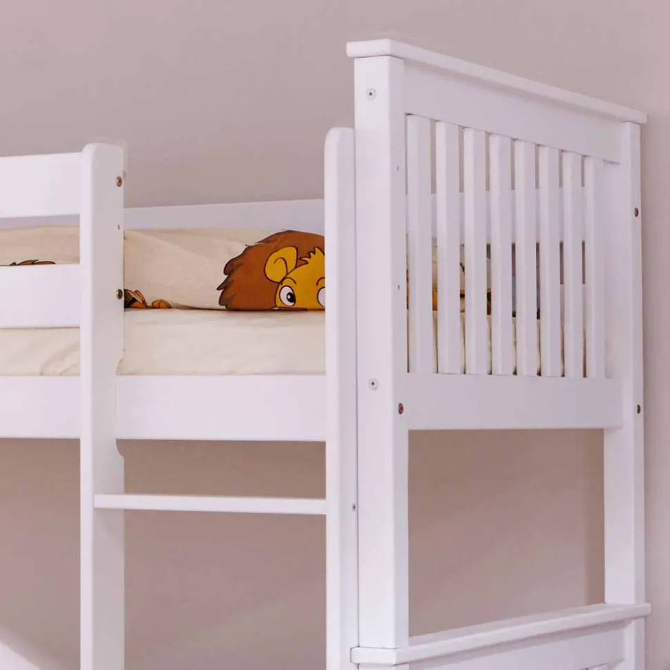 Weißes Etagenbett zu Einzelbetten umbaubar Eslabro aus Kiefer