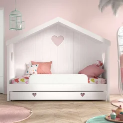 Weißes Hausbett dreiseitig geschlossen - Grandory