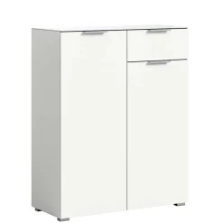Weißes Highboard mit zwei Türen und Schublade - Intiatos