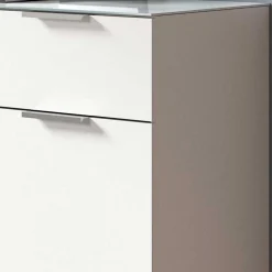Weißes Highboard mit zwei Türen und Schublade - Intiatos
