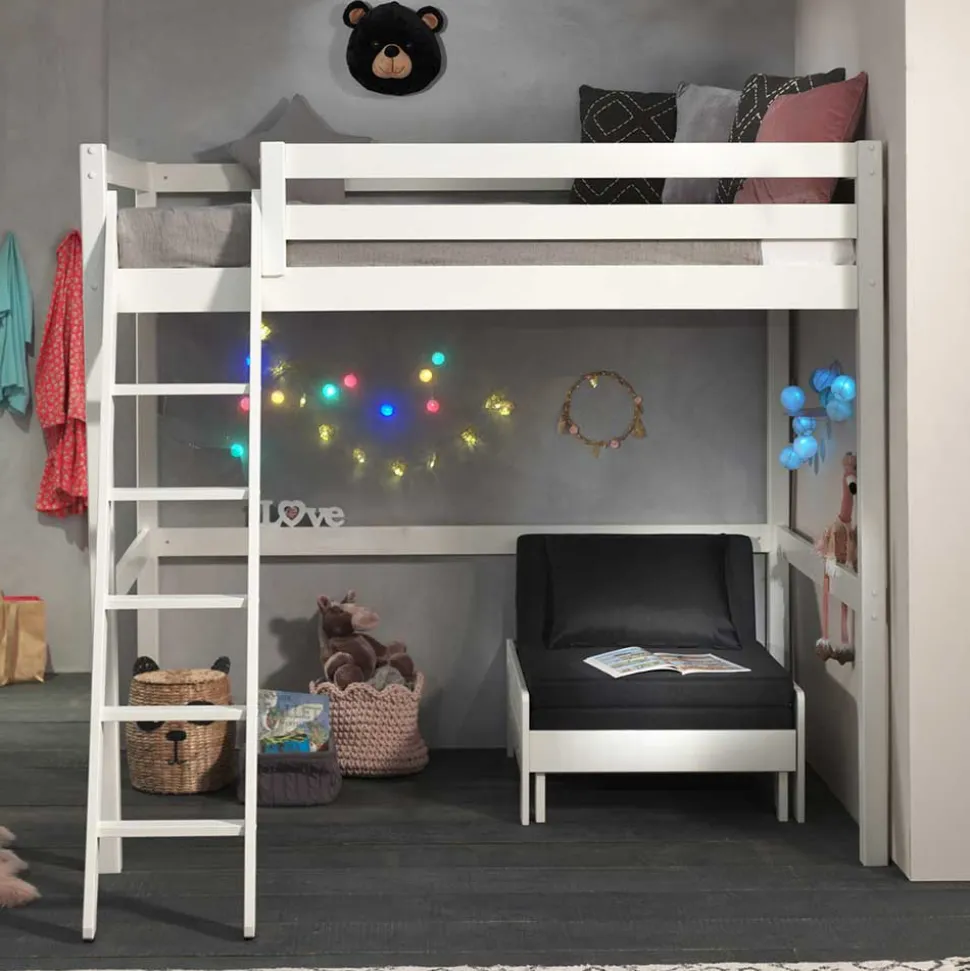 Weißes Hochbett & Sesselbett - Relisa (zweiteilig)