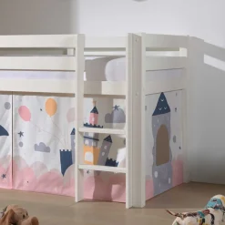 Weißes Hochbett mit gerader Leiter - Vicados