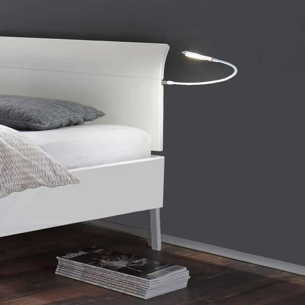 Weißes Holzbett Buche Gachias mit Kopfteil