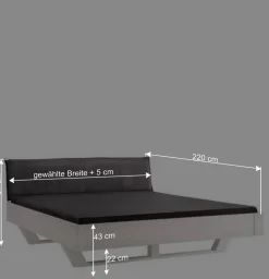 Weißes Kiefernholz-Bett mit Holzkufen - Ondeon