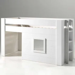Weißes Kinder-Hochbett im Hütten Design - Renus