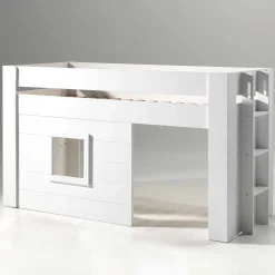 Weißes Kinder-Hochbett im Hütten Design - Renus
