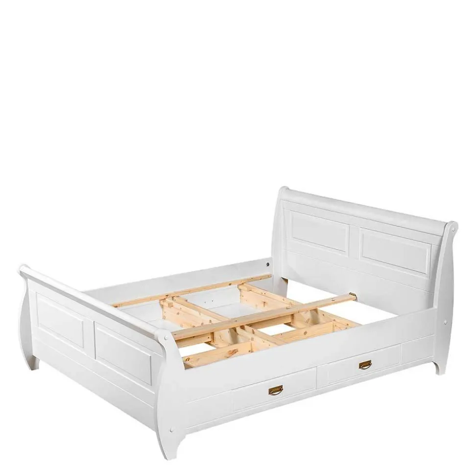 Weißes Landhausbett mit Schubladen - Presto