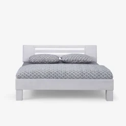 Weißes Massivholzbett Annabell mit Kopfteil