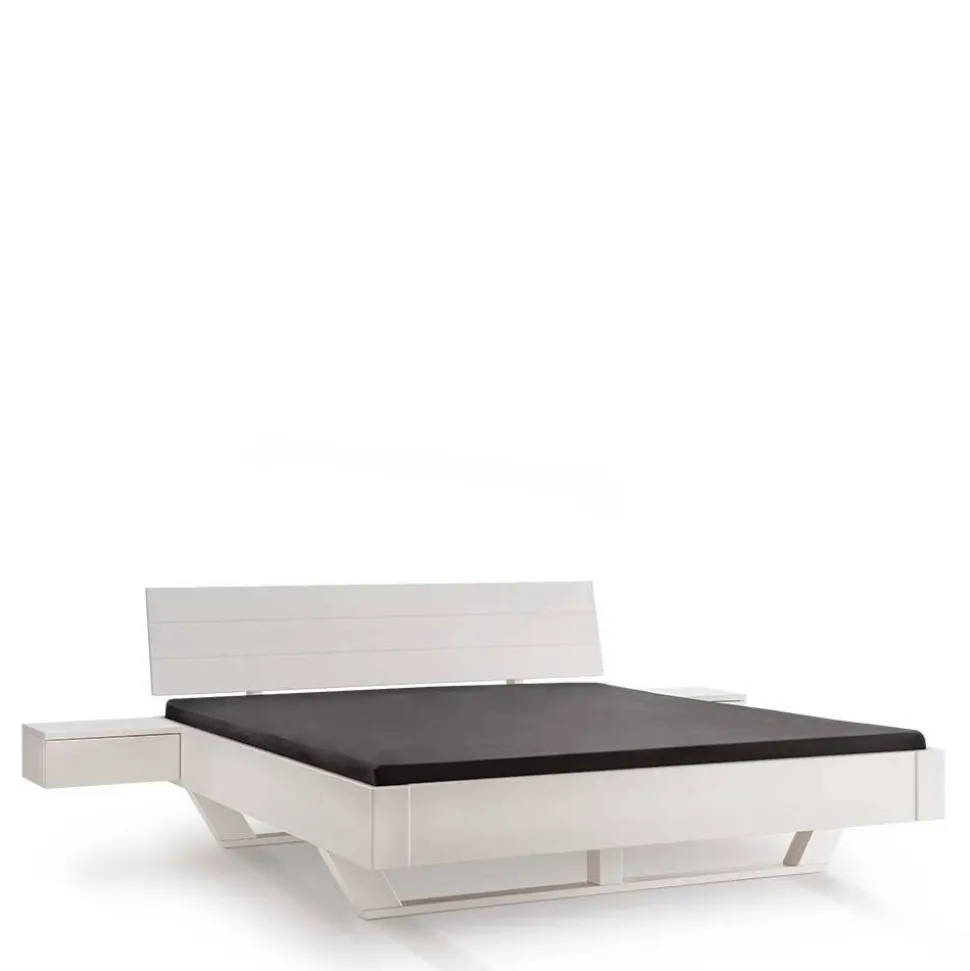 Weißes Massivholzbett mit Kufen - Odrato