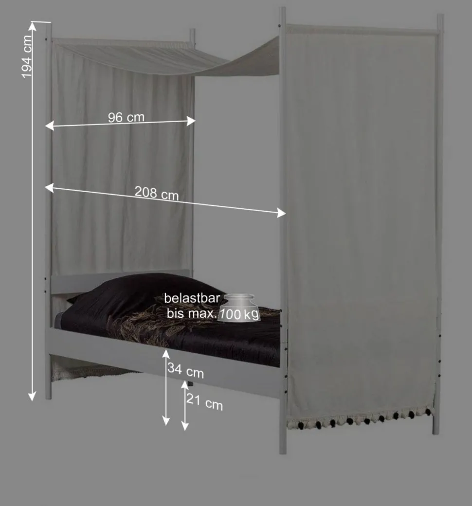 Weißes Metallbett mit Baldachin - Jenva