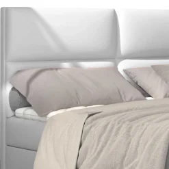 Weißes Polsterbett mit Kunstlederbezug - Streeter