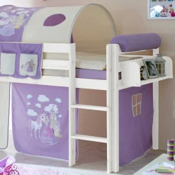 Weißes Rutsche Hochbett mit Turm & Tunnel - Tanko