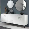 Weißes Sideboard mit Marmor Einsätzen Grau - Eleonora