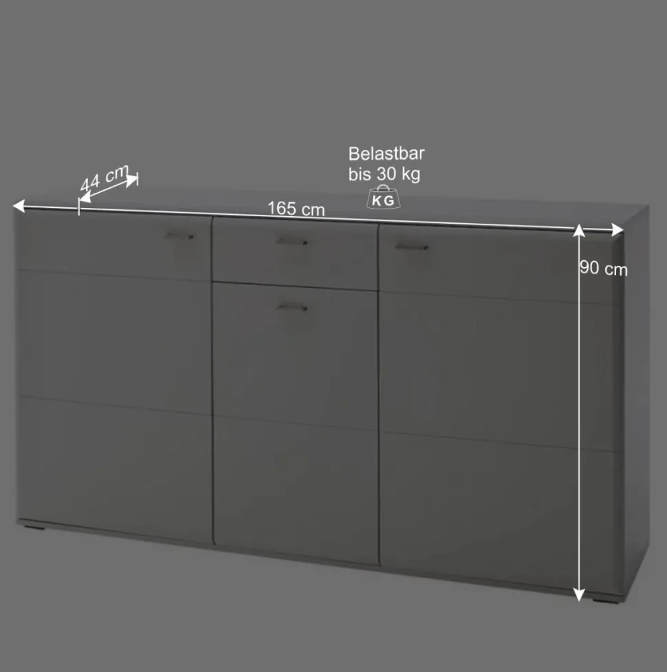 Weißes Sideboard mit Sockelgestell - Hazime