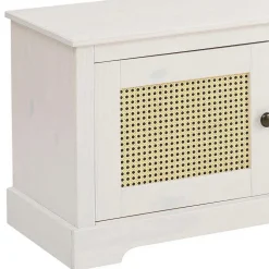 Weißes TV Board 2-türig mit Geflecht - Isvair