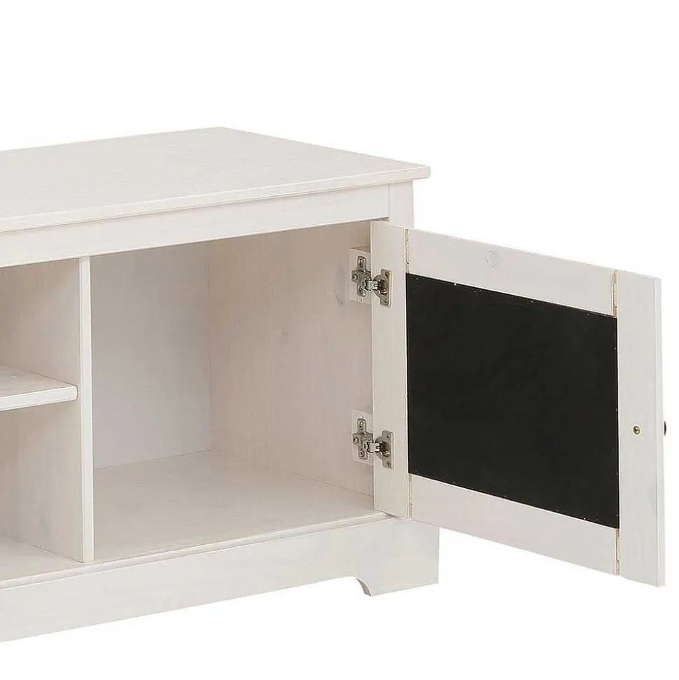 Weißes TV Board 2-türig mit Geflecht - Isvair