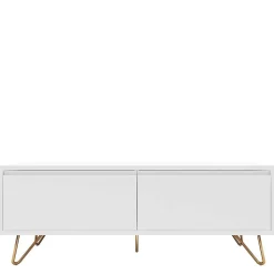 Weißes TV Lowboard mit Klappe & Schublade - Marmore