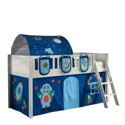 Weltall Spielbett Hochbett in Weiß - Solcian
