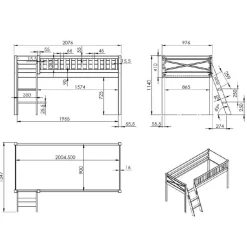 Weltall Spielbett Hochbett in Weiß - Solcian