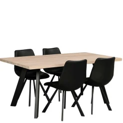 White Wash Eiche Tisch mit 4 Stühlen - Pulva (fünfteilig)