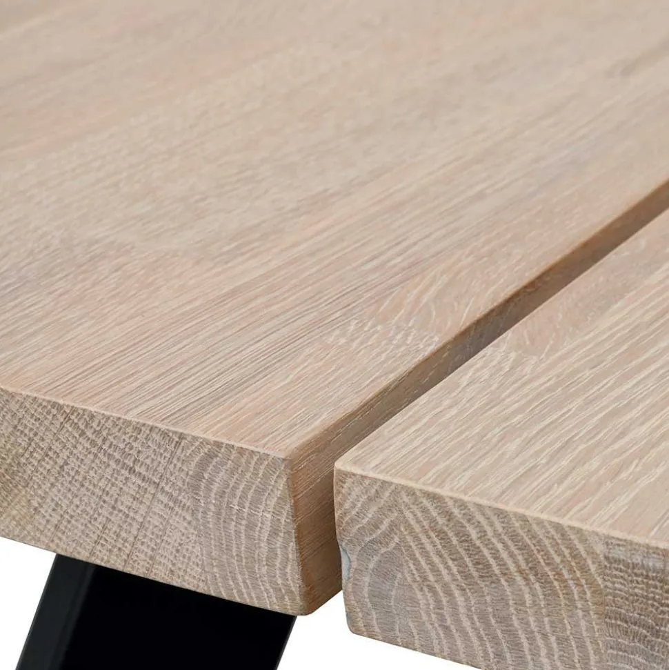 White Wash Eiche Tisch mit 4 Stühlen - Pulva (fünfteilig)