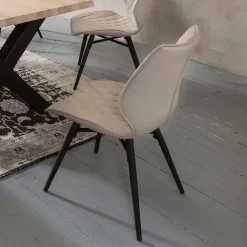 White Wash Essgruppe mit X-Fuß Tisch - Tilveta I (sechsteilig)