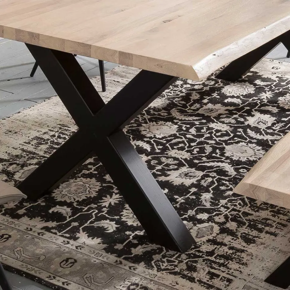 White Wash Essgruppe mit X-Fuß Tisch - Tilveta I (sechsteilig)