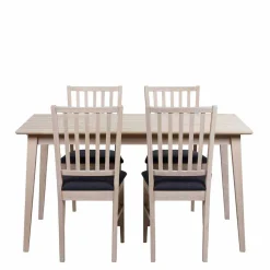 White Wash Esstischgruppe aus Eiche - Pessoa (fünfteilig)