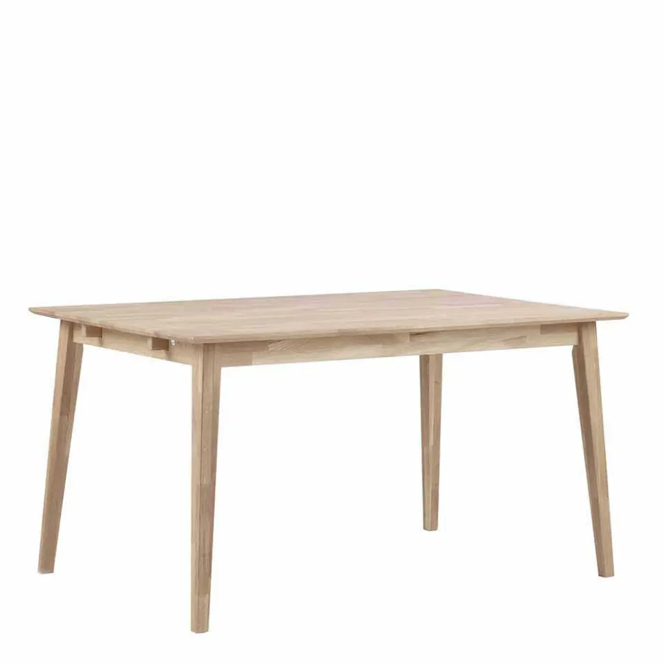 White Wash Holztisch & schwarze Stühle - Pessoa (fünfteilig)