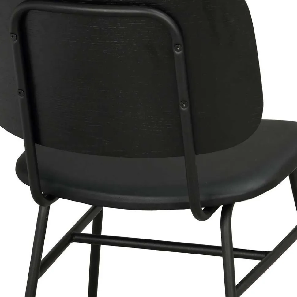 White Wash Holztisch & schwarze Stühle - Pessoa (fünfteilig)