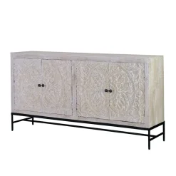 White Wash Sideboard mit Mandala Schnitzerei - Bonany