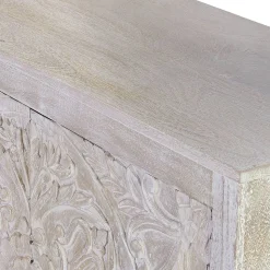 White Wash Sideboard mit Mandala Schnitzerei - Bonany