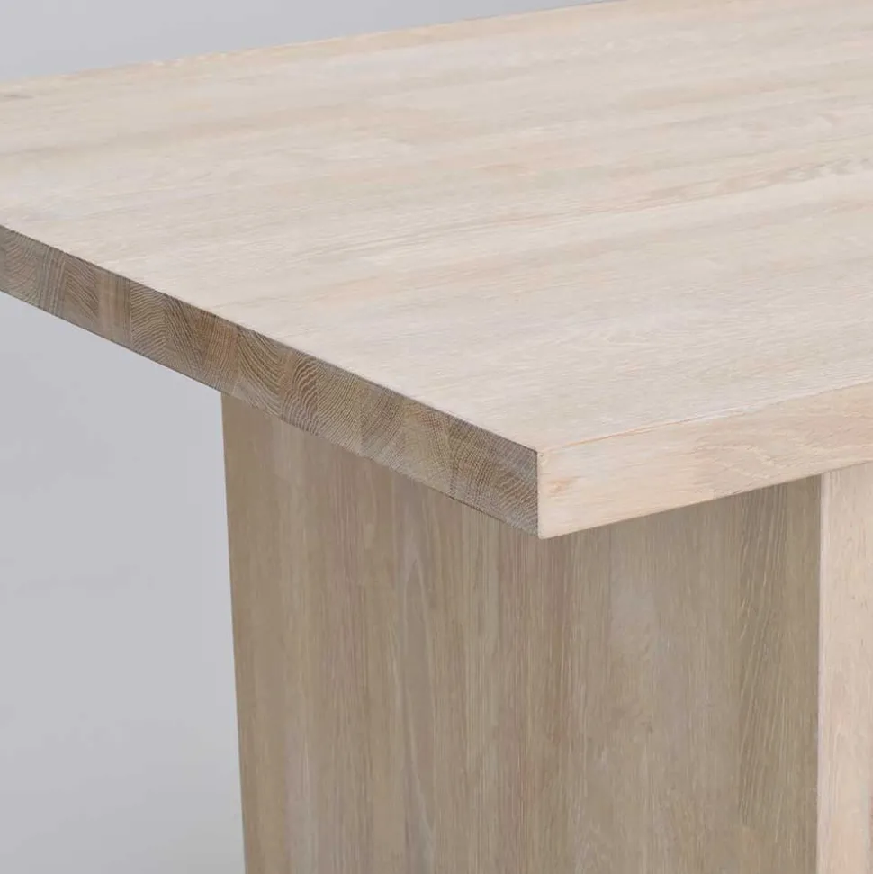 White Wash Tisch & Lederstühle - Senatau (siebenteilig)