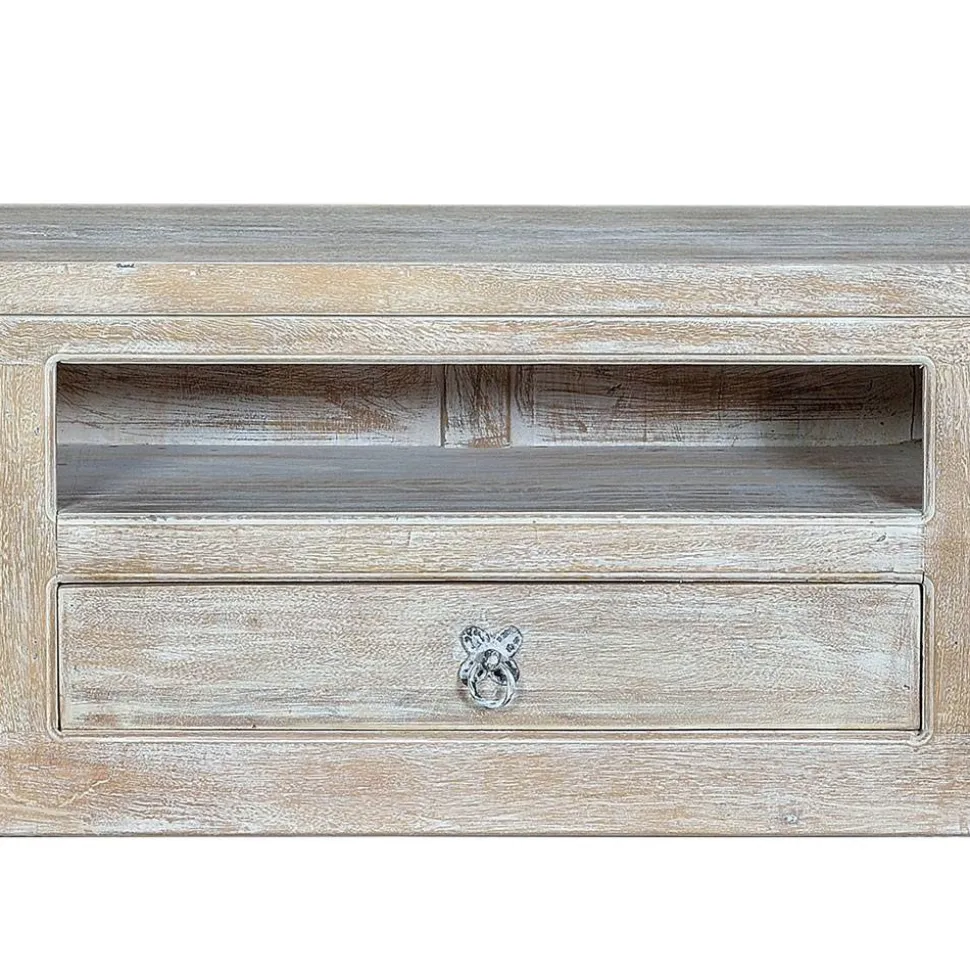 White Wash TV Lowboard - Shabby Chic - Catlony