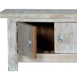 White Wash TV Lowboard - Shabby Chic - Catlony