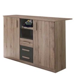 Wickelkommode in Eiche San Remo & Dunkelgrau - Jilamenda