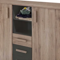 Wickelkommode in Eiche San Remo & Dunkelgrau - Jilamenda