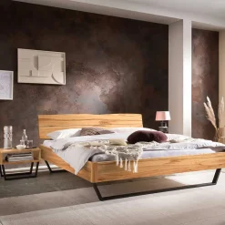 Wildbuche Bett mit Metallkufen in Anthrazit - Plestna