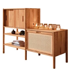 Wildbuche Holzregal mit Schiebetüren - Indrya