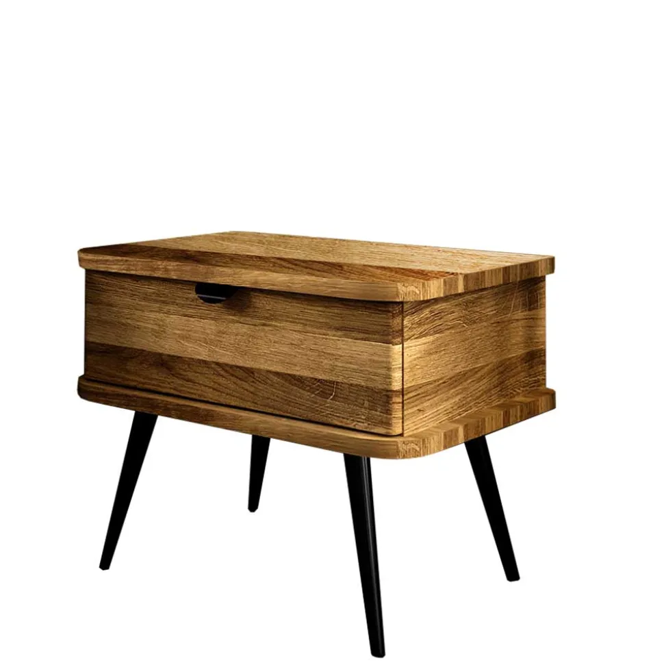 Wildeiche Bett mit Holzkopfteil - Casarius