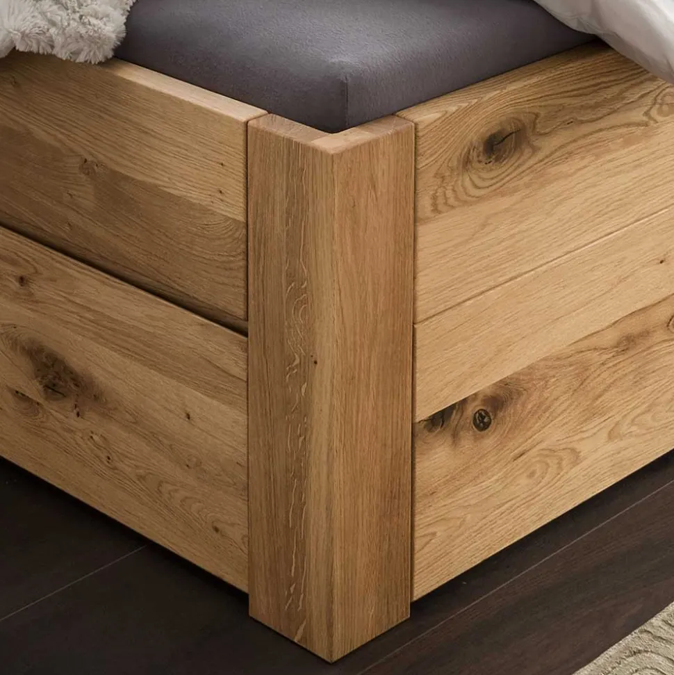 Wildeiche Bettanlage mit Stauraum - Zennian (dreiteilig)