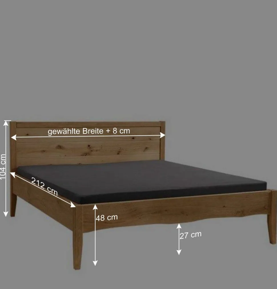 Wildeiche Doppelbett mit Holzkopfteil - Adeira