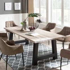 Wildeiche Esstisch in Weiß gekälkt - Tenna