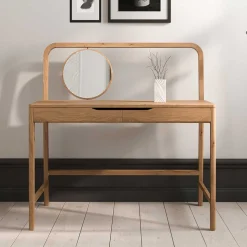 Wildeiche Frisiertisch mit rundem Spiegel - Laida