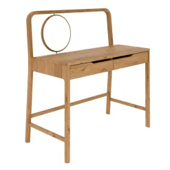 Wildeiche Frisiertisch mit rundem Spiegel - Laida